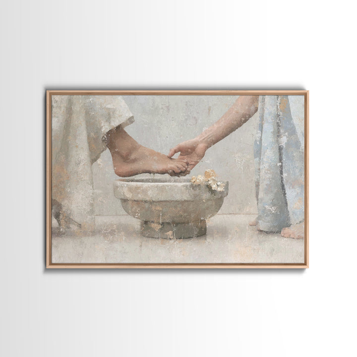 Sacred Washing – Framed Canvas Print – Christian Art Print – Subtle Christian Paintings – Christian Wall Art – Christian Art Gift – Modern