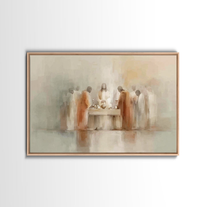 Celestial Supper, Framed Canvas Print, Christian Art Print, Jesus Painting, Christian Wall Art, Minimalist Christian Art, Christmas Art Pri