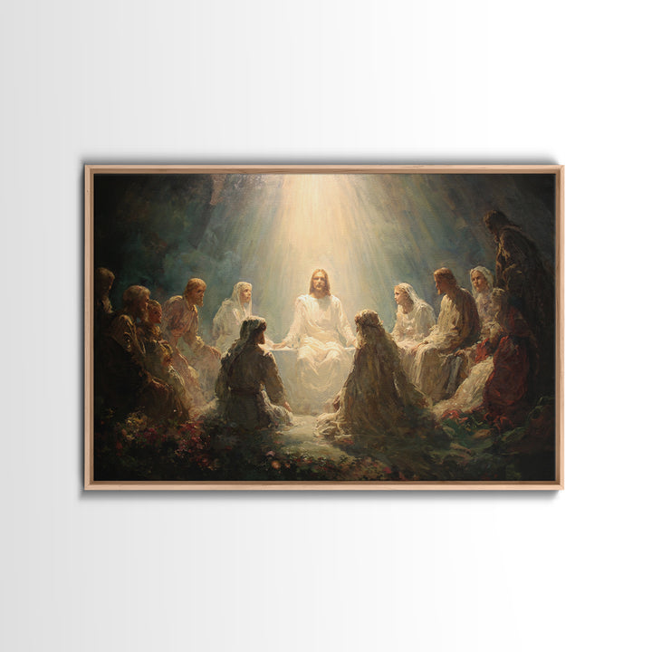 Divine Illumination, Framed Canvas Print, Christian Wall Art, Jesus Canvas Art, Modern Christian Painting, Christian Christmas Art, Christi