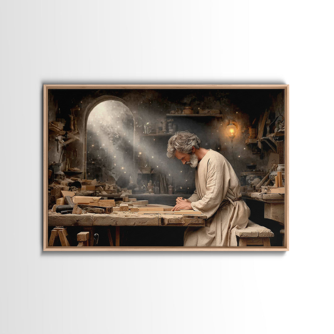 Shepherd’s Craft, Framed Canvas Print, Christian Art Canvas, Christian Wall Art, Jesus Painting, Moody Christian Art, Christian Gift, Chris