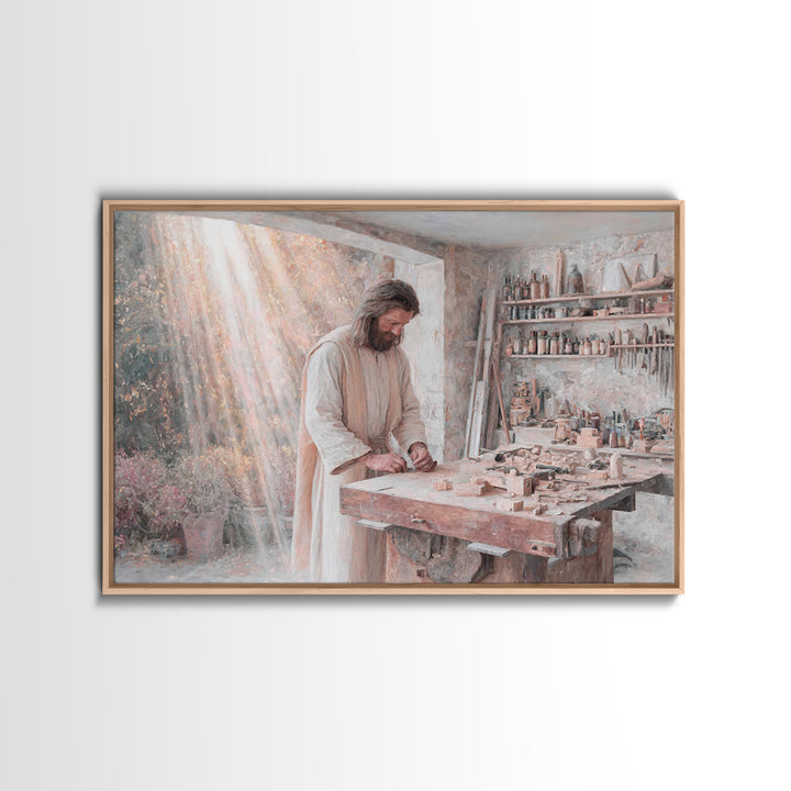 Radiant Artisan | Framed Canvas Print | Jesus Painting | Christian Wall Art | Christian Art Canvas | Modern Christian Painting | Christian