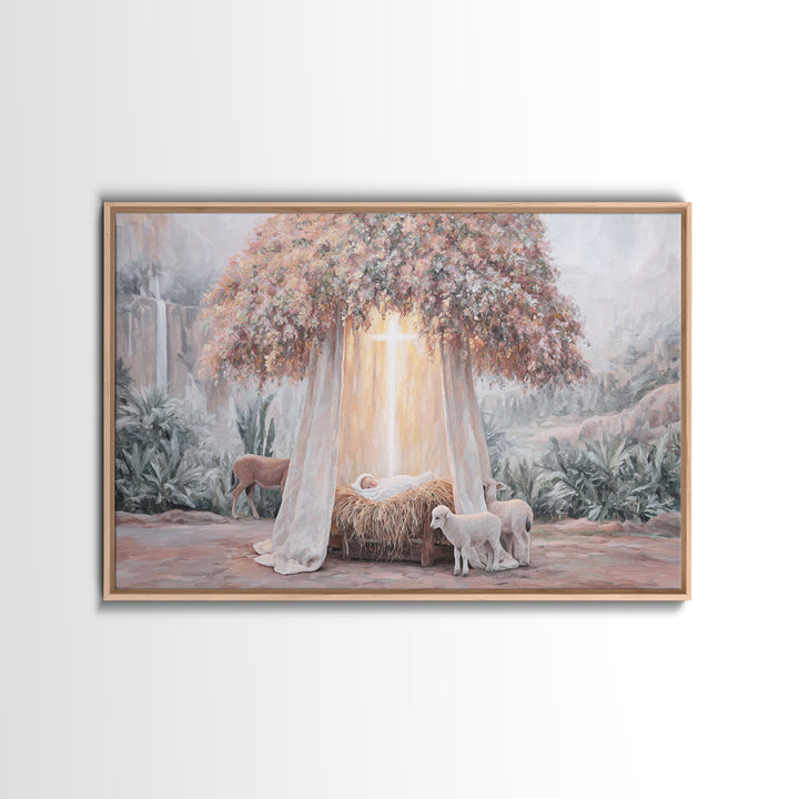 Humble Cradle – Framed Canvas Print – Christian Wall Art – Subtle Christian Art – Christian Art Canvas – Christian Gift – Minimalist Christ