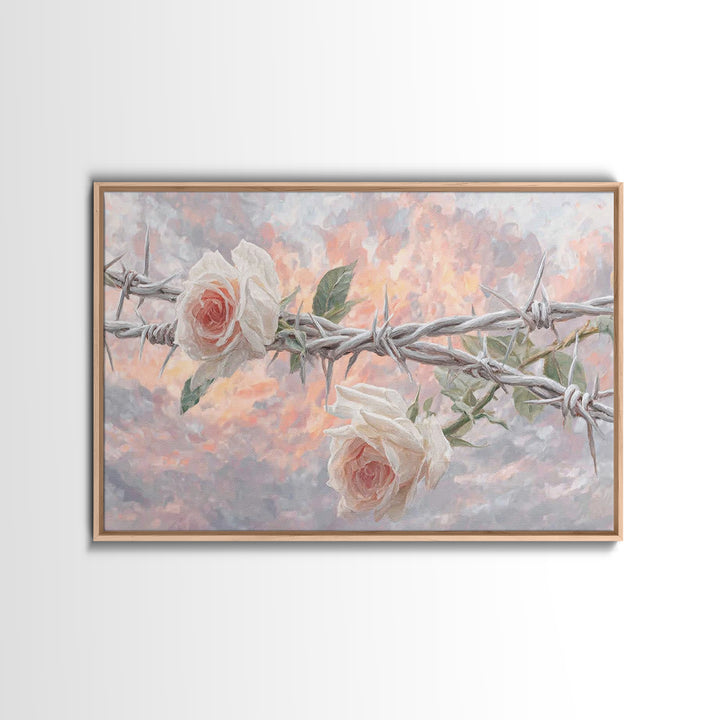 Roses Of Redemption – Framed Canvas Print – Christian Wall Art – Christian Art Canvas – Moody Christian Art – Christian Christmas Art – Mod