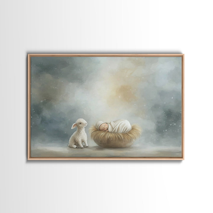 Heaven’s Cradle – Framed Canvas Print – Christian Christmas Art – Christian Wall Art – Christian Art Canvas – Modern Christian Art – Christ