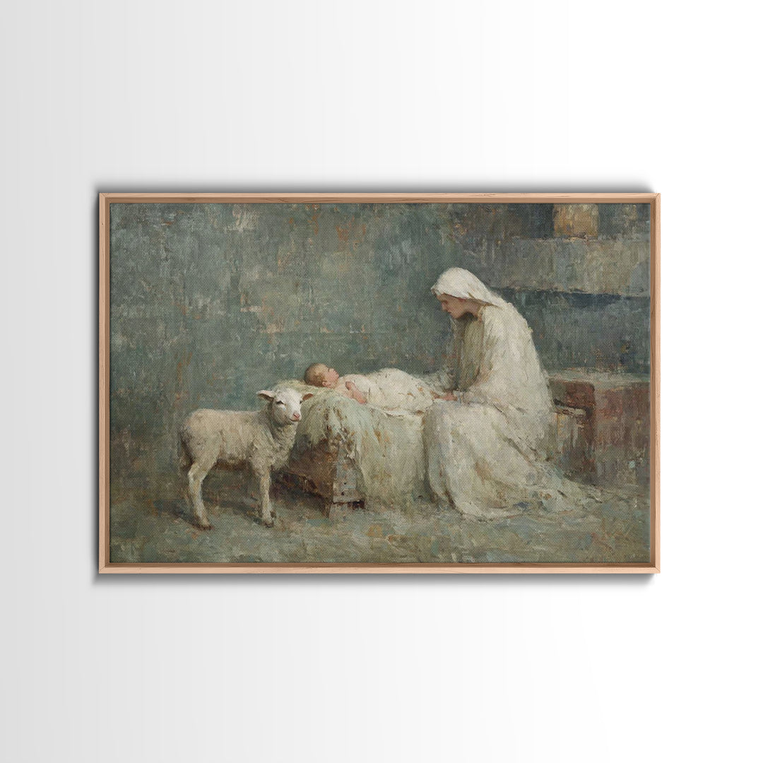 Mary’s Vigil – Framed Canvas Print – Christian Art Canvas – Vintage Christian Art – Christian Wall Art – Christian Paintings – Christian Gi