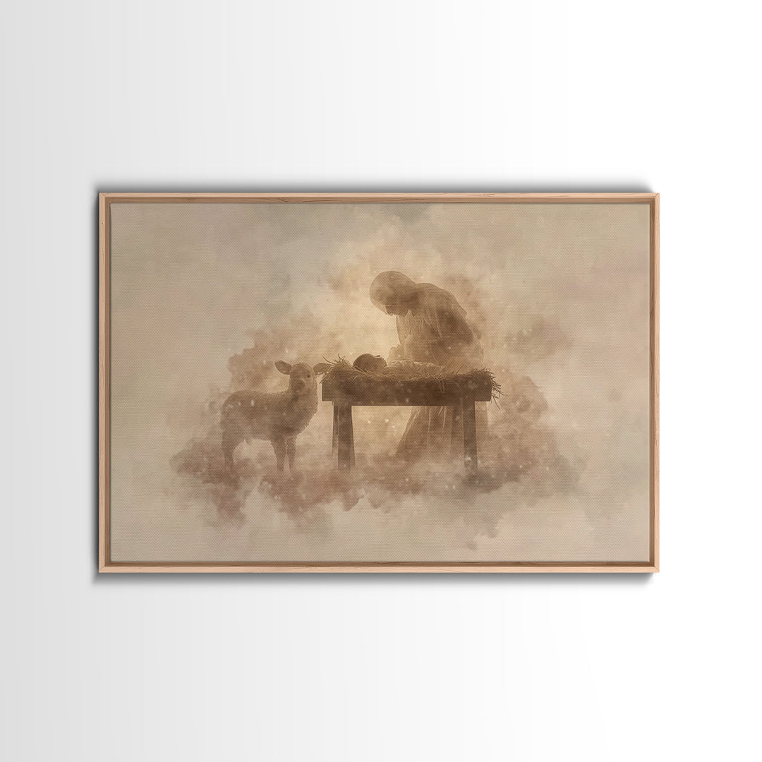 Sacred Stillness – Framed Canvas Print – Christian Christmas Art – Christian Art Canvas – Christian Wall Art – Christian Art Prints – Chris