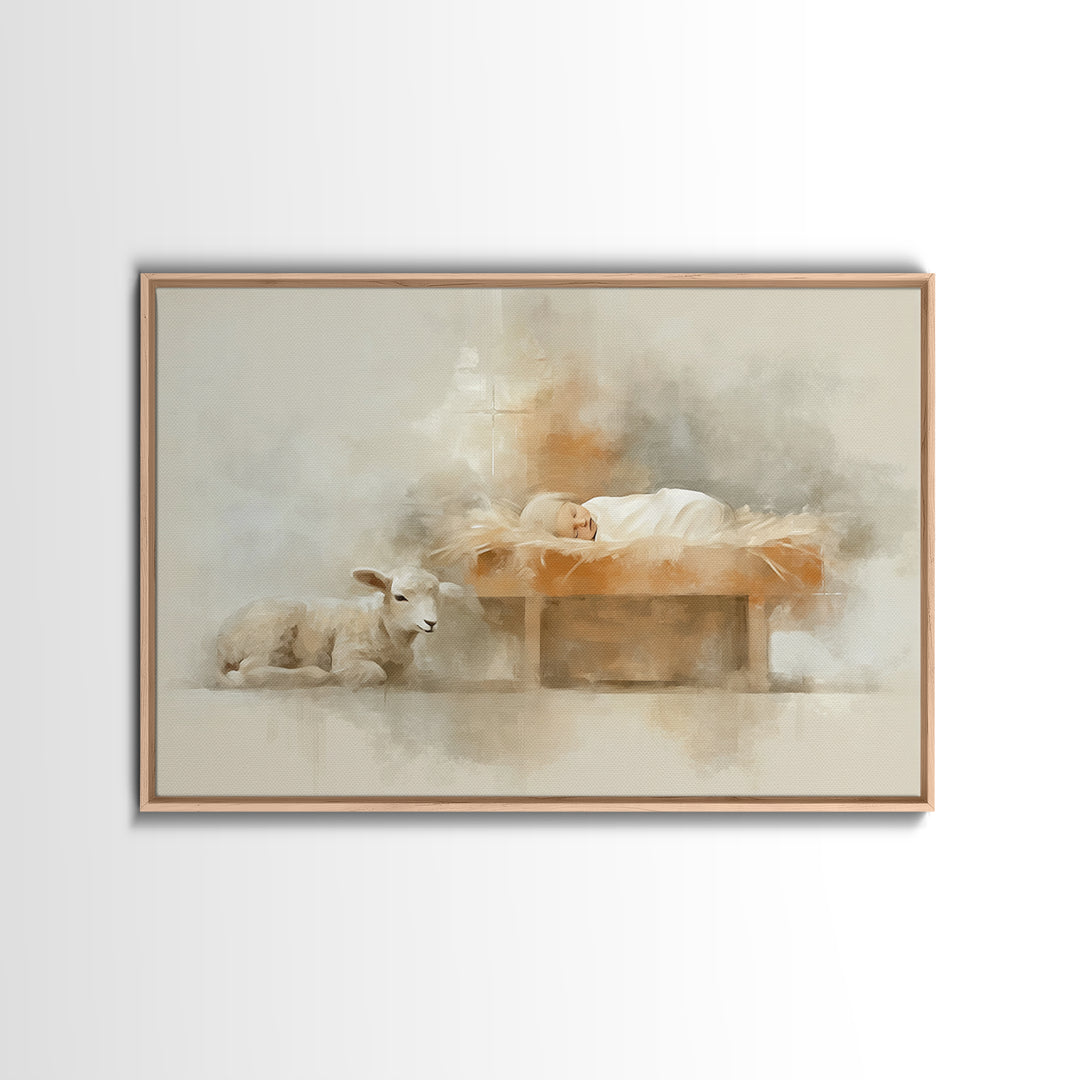 Peaceful Arrival – Framed Canvas Print – Christian Wall Art – Christian Art Canvas – Minimalist Christian Art – Christian Christmas – Chris