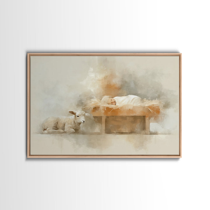 Peaceful Arrival – Framed Canvas Print – Christian Wall Art – Christian Art Canvas – Minimalist Christian Art – Christian Christmas – Chris