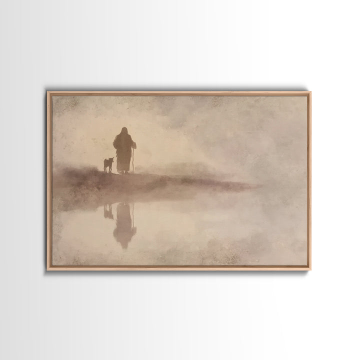 Shepherd’s Walk – Framed Canvas Print – Christian Wall Art – Christian Art Canvas – Christian Art Work – Moody Christian Art – Christian Gi