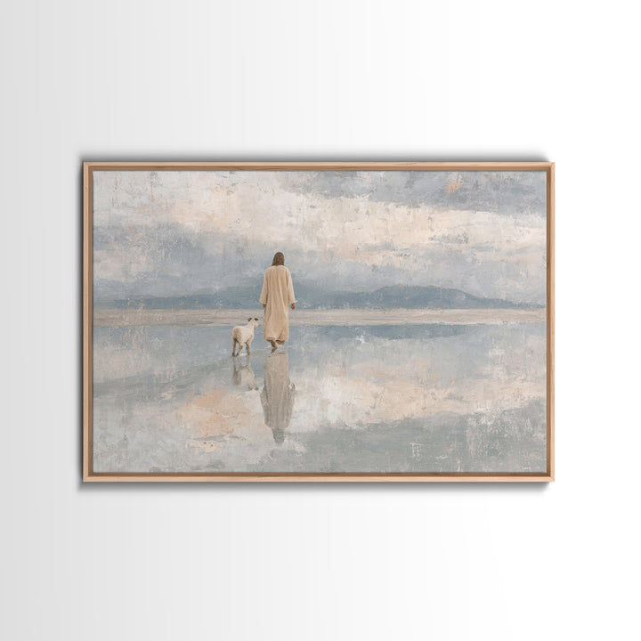 Peaceful Horizon Path – Framed Canvas Print – Christian Art Print – Christian Wall Art – Jesus Painting – Minimalist Christian Art – Christ