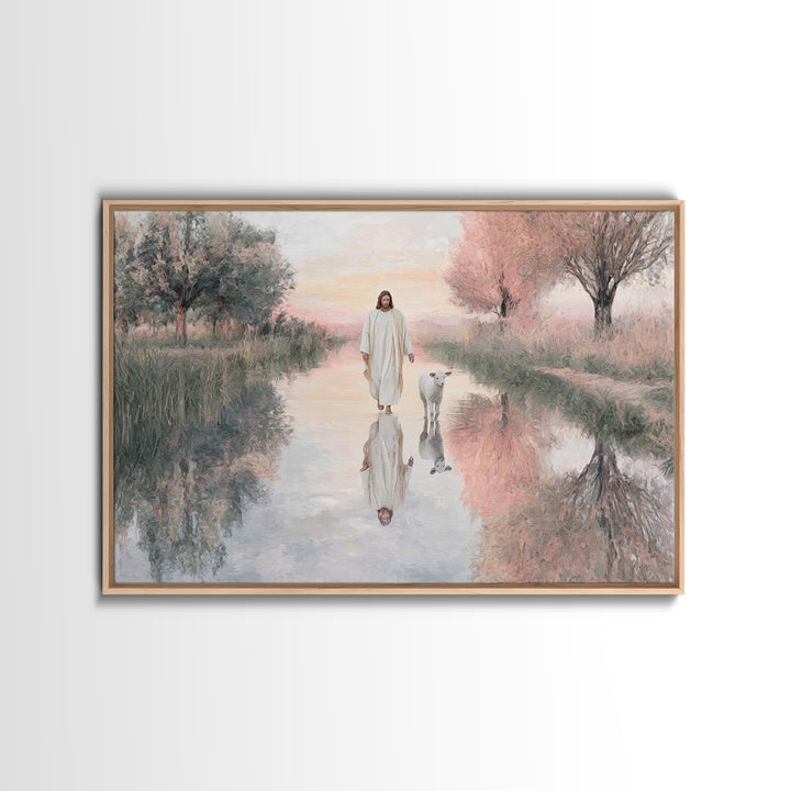 Calm Pasture Journey – Framed Canvas Print – Christian Wall Art – Christian Art Canvas – Jesus Painting – Subtle Christian Art – Christian