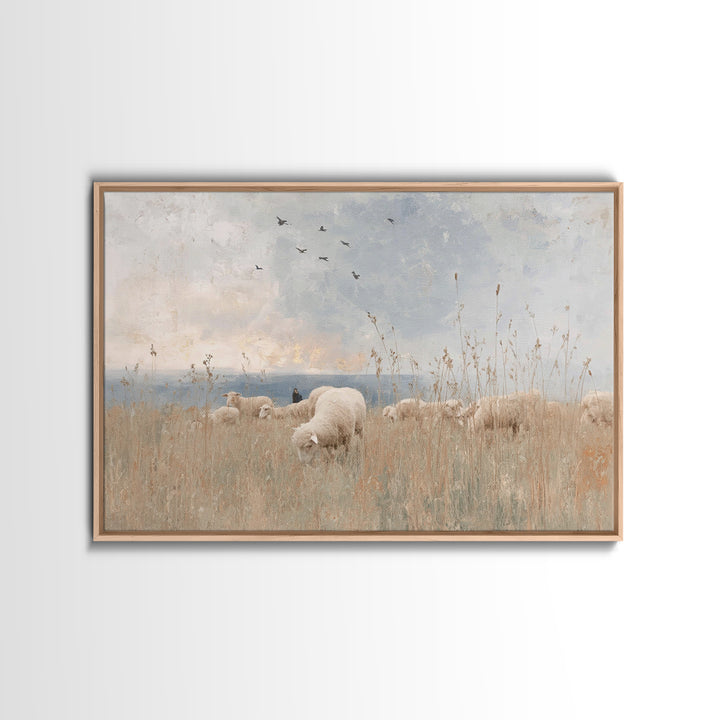 Radiant Sky Gathering, Framed Canvas Print, Christian Wall Art, Christian Art Canvas, Christian Christmas Art, Jesus Painting, Modern Chris
