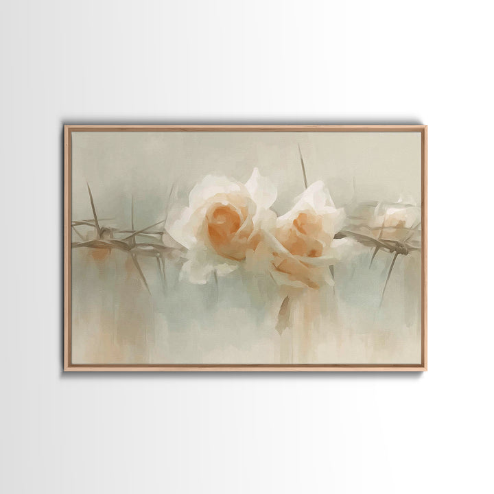 Roses Of Mercy – Framed Canvas Print – Christian Art Prints – Christian Wall Art – Abstract Christian Art – Subtle Christian Art – Christia