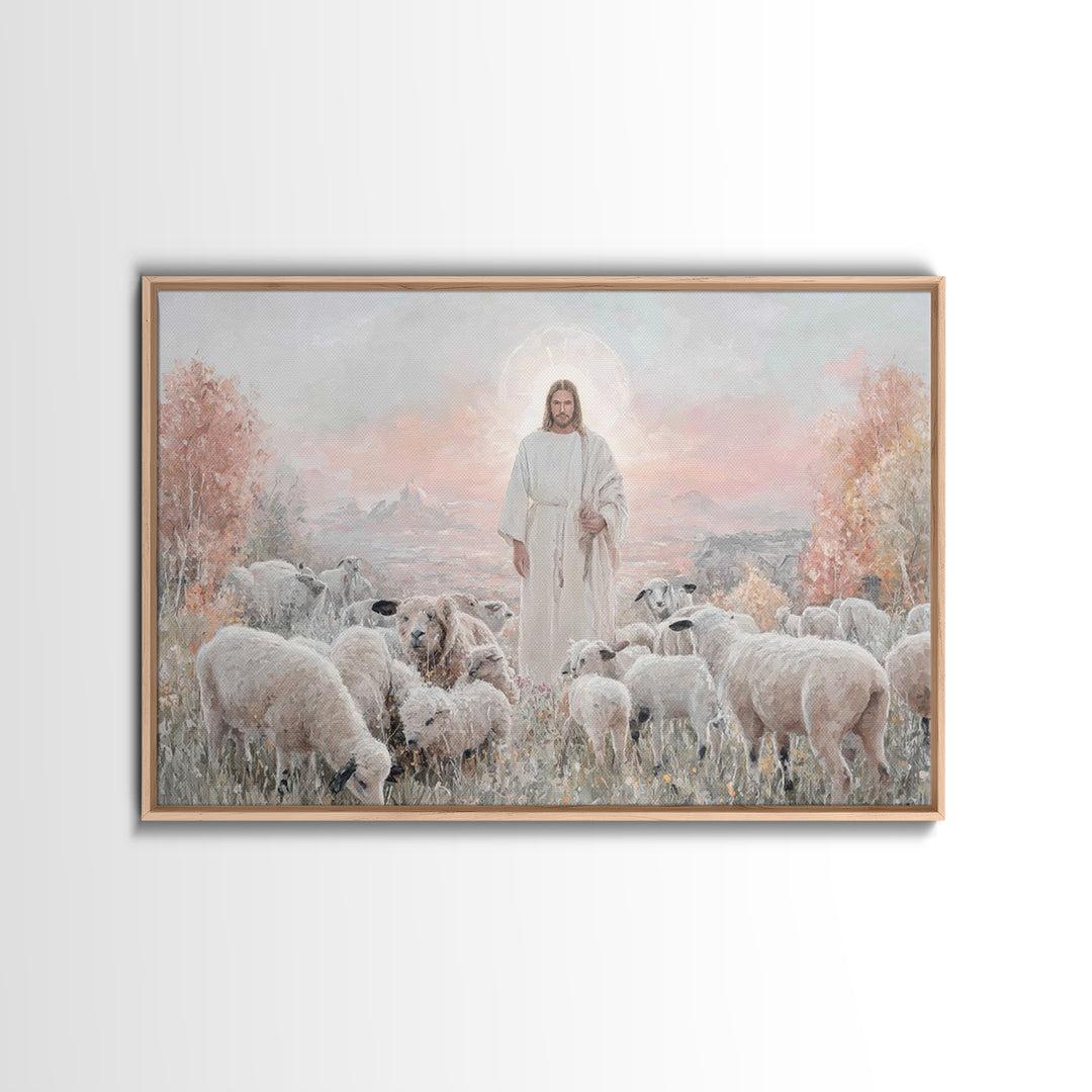 Radiant Shepherd Grace – Framed Canvas Print – Christian Wall Art – Jesus Painting – Christian Art Canvas – Christian Christmas Art – Chris