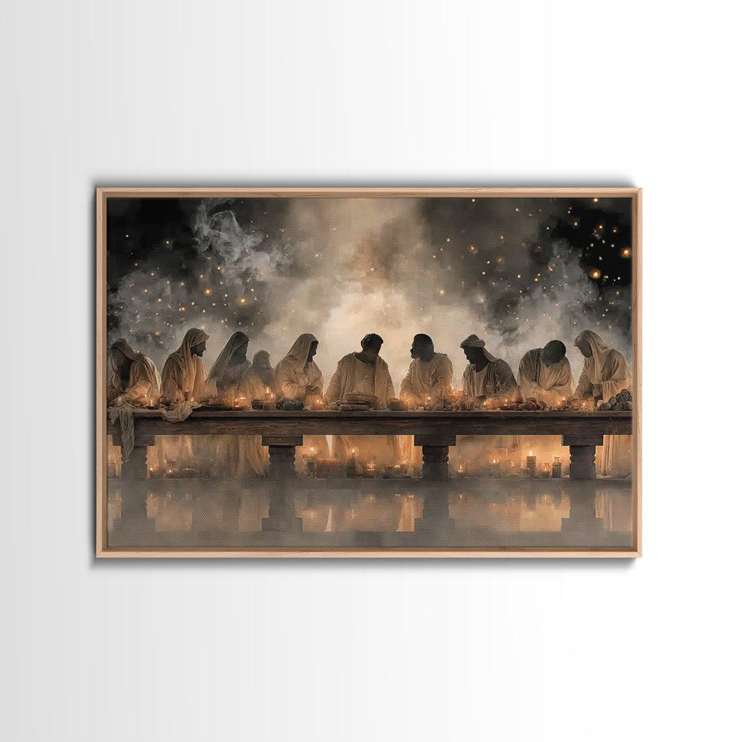 Heavenly Last Supper – Framed Canvas Print – Christian Wall Art – Jesus Painting – Christian Art Canvas – Christian Art – Modern Christian