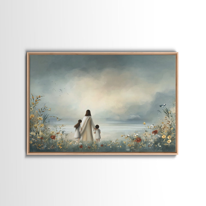 Gentle Path Hope | Framed Canvas Print | Christian Art Canvas | Christian Wall Art | Jesus Painting | Minimalist Christian Art | Christian
