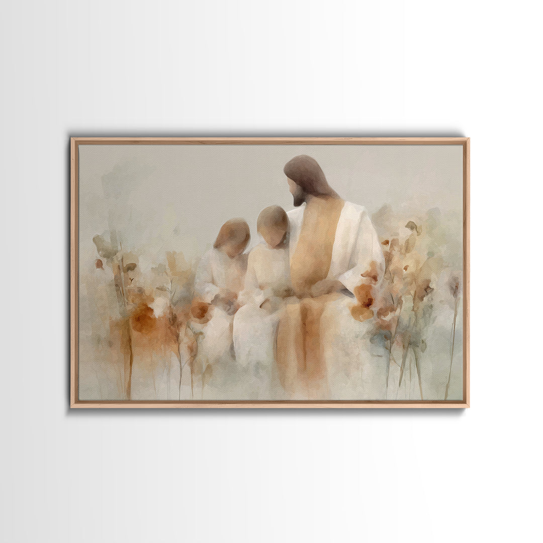 Quiet Meadow Grace | Framed Canvas Print | Christian Art Canvas | Christian Wall Art | Jesus Painting | Modern Christian Art | Christian Gi