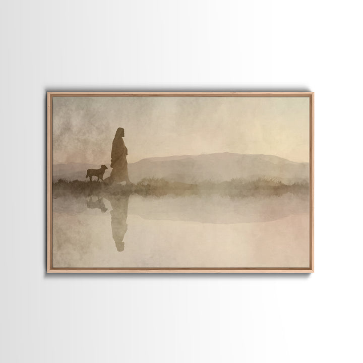 Dawnlight Promise – Framed Canvas Print – Christian Art Painting – Jesus Canvas Art – Christian Decor For Home – Subtle Christian Art – Chr