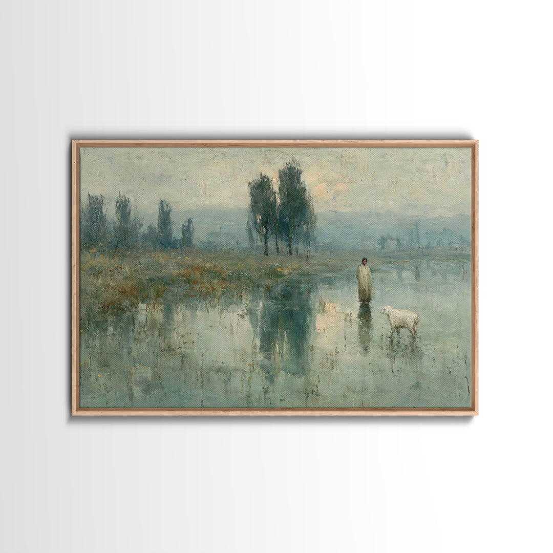 Silent Meadow Hope – Framed Canvas Print – Christian Art Canvas – Jesus Painting – Minimalist Christian Art – Christian Gift – Christmas Ar