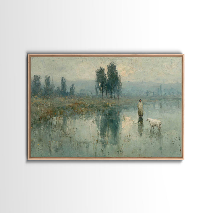 Silent Meadow Hope – Framed Canvas Print – Christian Art Canvas – Jesus Painting – Minimalist Christian Art – Christian Gift – Christmas Ar
