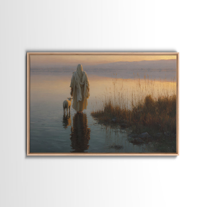 Dawn Of The Shepherd – Framed Canvas Print – Christian Wall Art – Jesus Painting – Christian Art Canvas – Moody Christmas Art – Christian G
