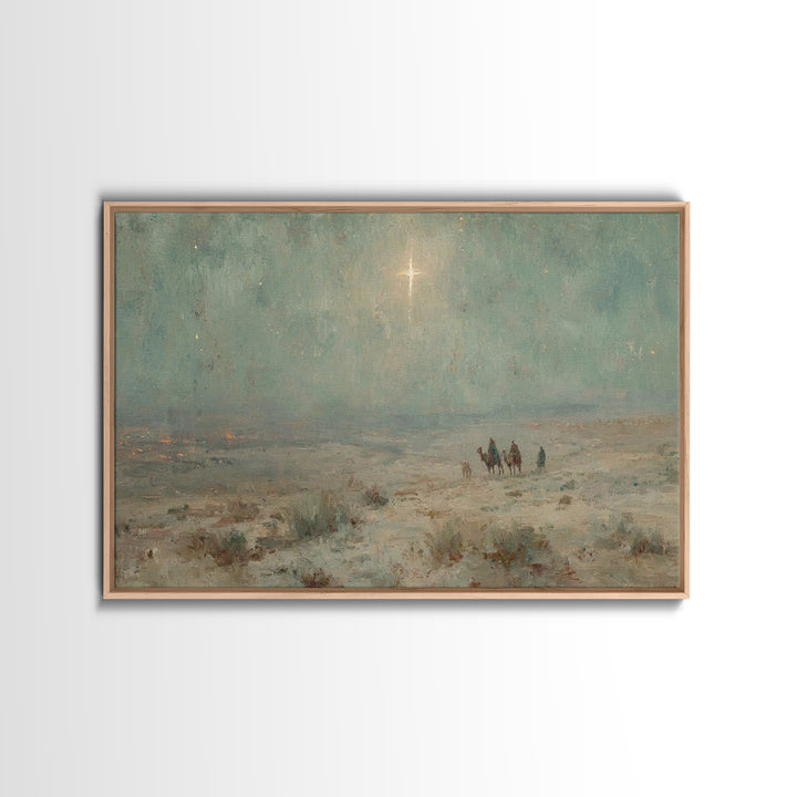 Star Of Bethlehem | Framed Canvas Print | Christmas Art | Christian Wall Art | Christian Art Canvas | Vintage Christian Art | Christian Chr