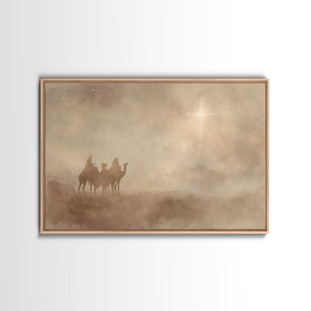 Desert Star Watch | Framed Canvas Print | Christian Art Work | Christmas Art Prints | Moody Christmas Art | Christian Wall Art | Christmas