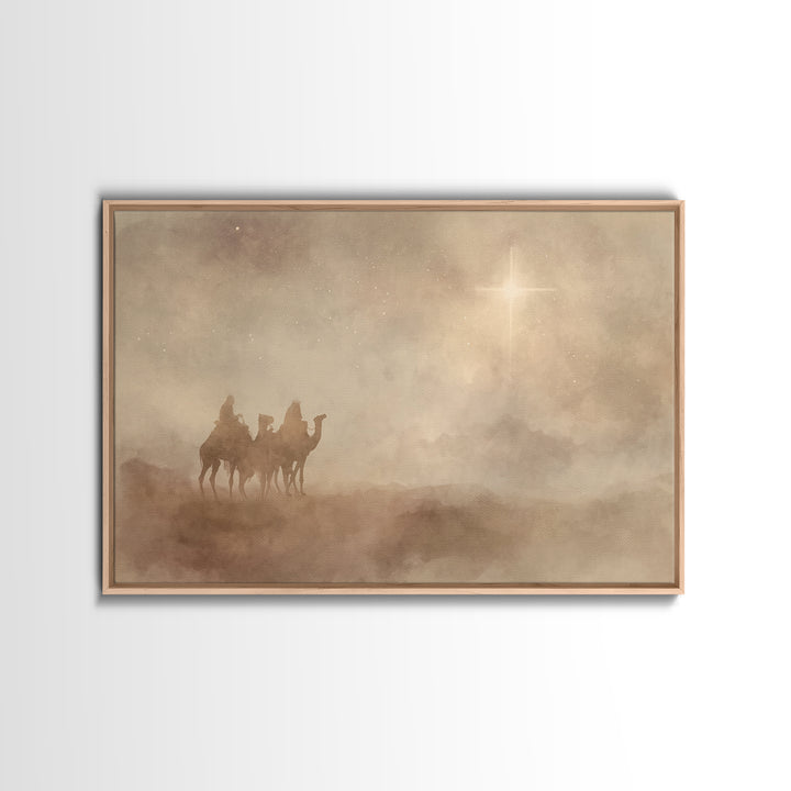Desert Star Watch | Framed Canvas Print | Christian Art Work | Christmas Art Prints | Moody Christmas Art | Christian Wall Art | Christmas