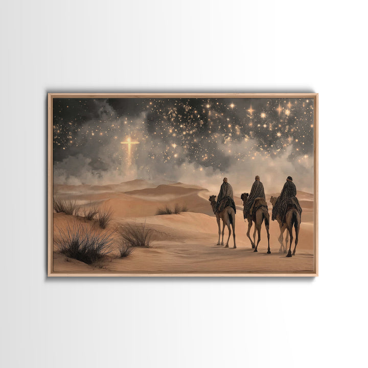 Radiant Desert Star – Framed Canvas Print – Christian Christmas Art – Christian Wall Art – Christmas Art Prints – Christian Art Canvas – La