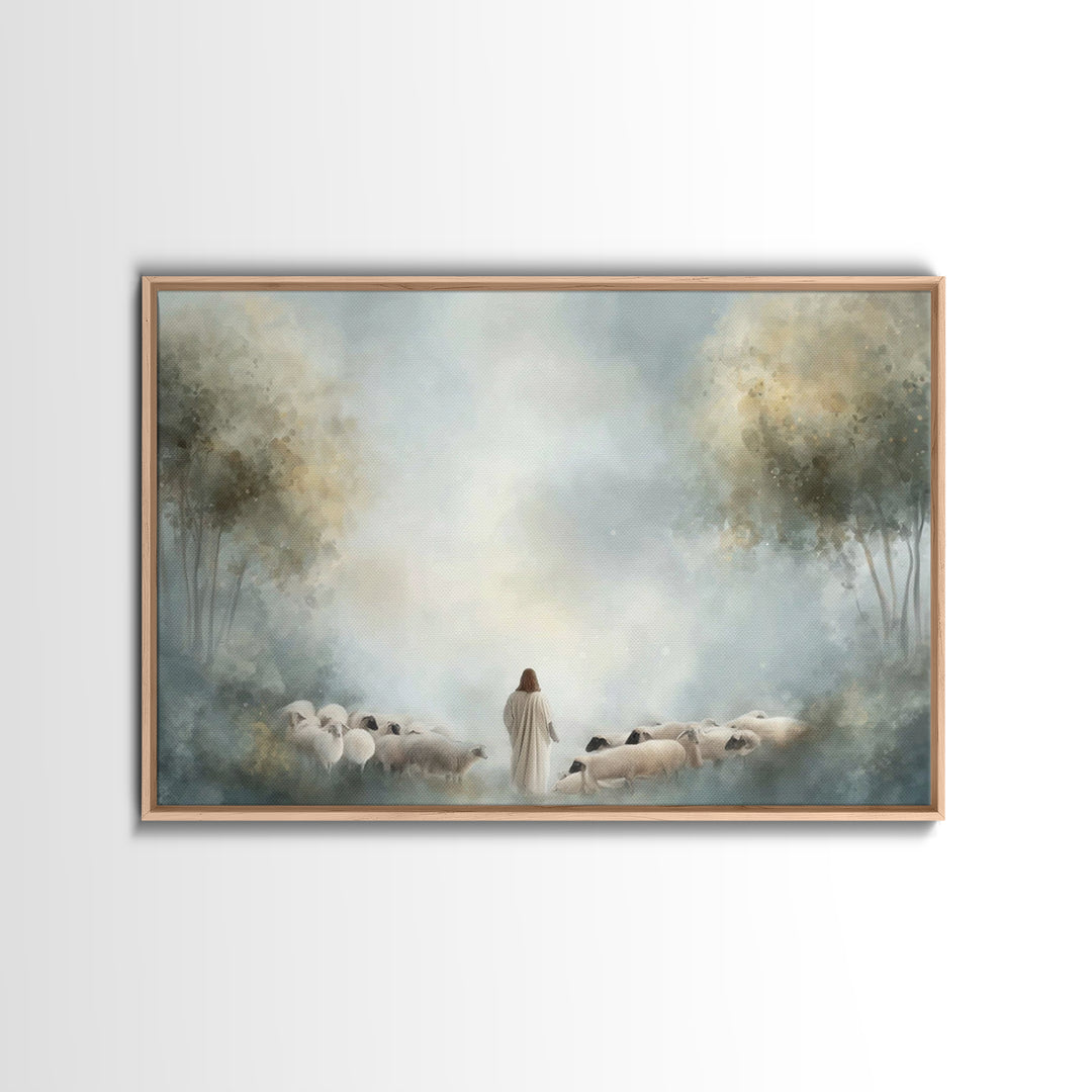 Shepherd Of Peace – Framed Canvas Print – Christian Wall Art – Christian Art Canvas – Jesus Painting – Subtle Christian Art – Christian Gif