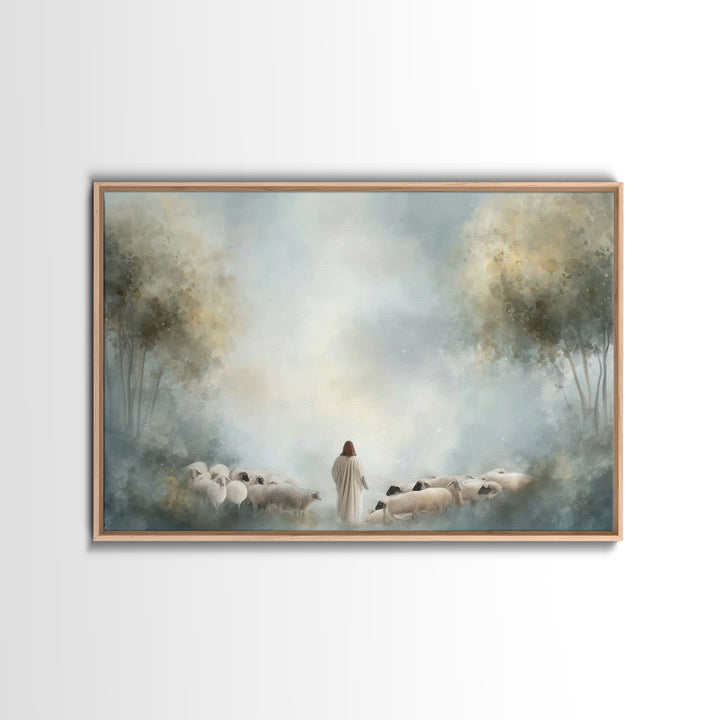Shepherd Of Peace – Framed Canvas Print – Christian Wall Art – Christian Art Canvas – Jesus Painting – Subtle Christian Art – Christian Gif