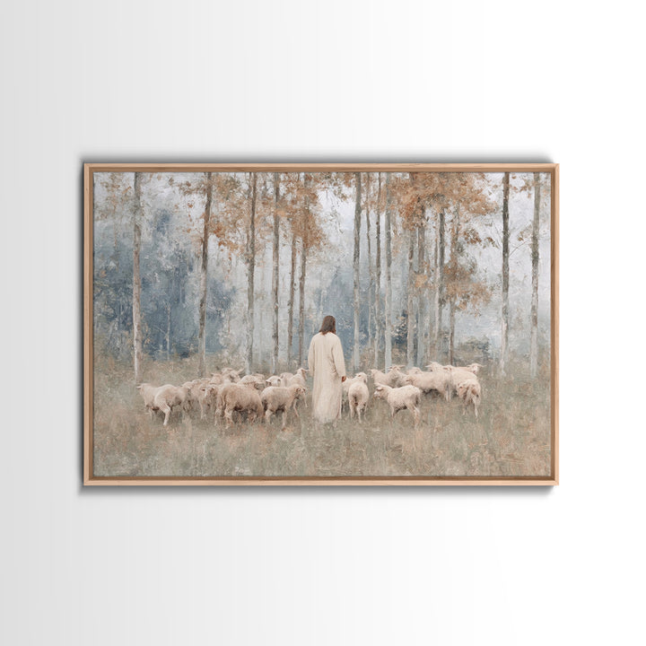 Autumn Sheep Path – Framed Canvas Print – Christian Art Canvas – Subtle Christian Art – Christian Paintings – Christian Wall Art – Christia