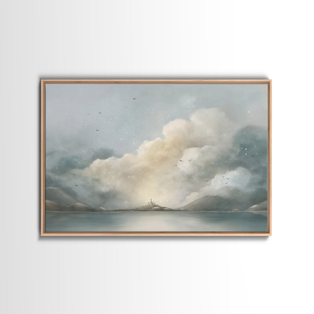 Gathered In Stillness, Framed Canvas Print, Christian Art Canvas, Christian Wall Art, Jesus Painting, Subtle Christian Paintings, Christian