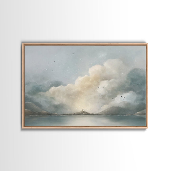 Gathered In Stillness, Framed Canvas Print, Christian Art Canvas, Christian Wall Art, Jesus Painting, Subtle Christian Paintings, Christian