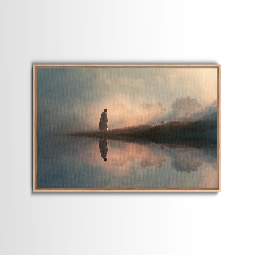 Desert Walk Light – Framed Canvas Print – Jesus Painting – Christian Wall Art – Christian Art Canvas – Large Jesus Painting – Modern Christ