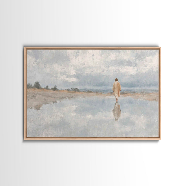 Walking In Peace, Framed Canvas Print, Christian Art Canvas, Christian Wall Art, Jesus Painting, Christian Christmas Art, Modern Christian