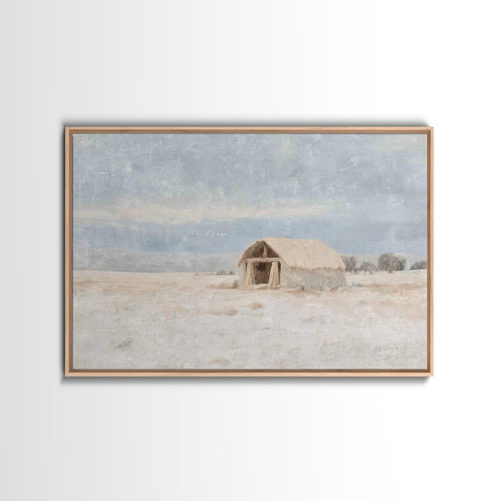 Humble Shelter Peace | Framed Canvas Print | Christmas Art Framed | Christian Christmas Decor | Christian Art Canvas | Christmas Wall Art |