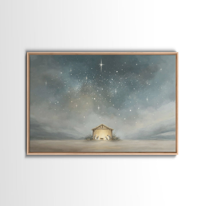 Holy Night Shelter | Framed Canvas Print | Christian Art Canvas | Christmas Art Work | Christian Christmas Art | Christian Wall Art | Chris