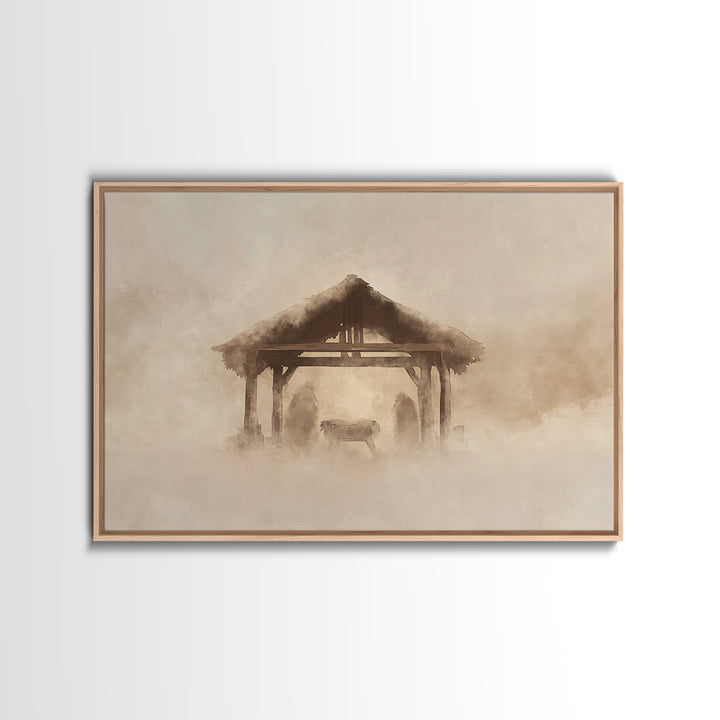 Nativity Stillness – Framed Canvas Print – Christian Christmas Art – Christian Art Canvas – Christian Wall Art – Christmas Art Prints – Chr
