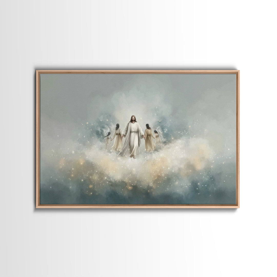 Heavenly Gathering – Framed Canvas Print – Christian Art Canvas – Jesus Painting – Christian Wall Art – Modern Christian Art – Christian Pa