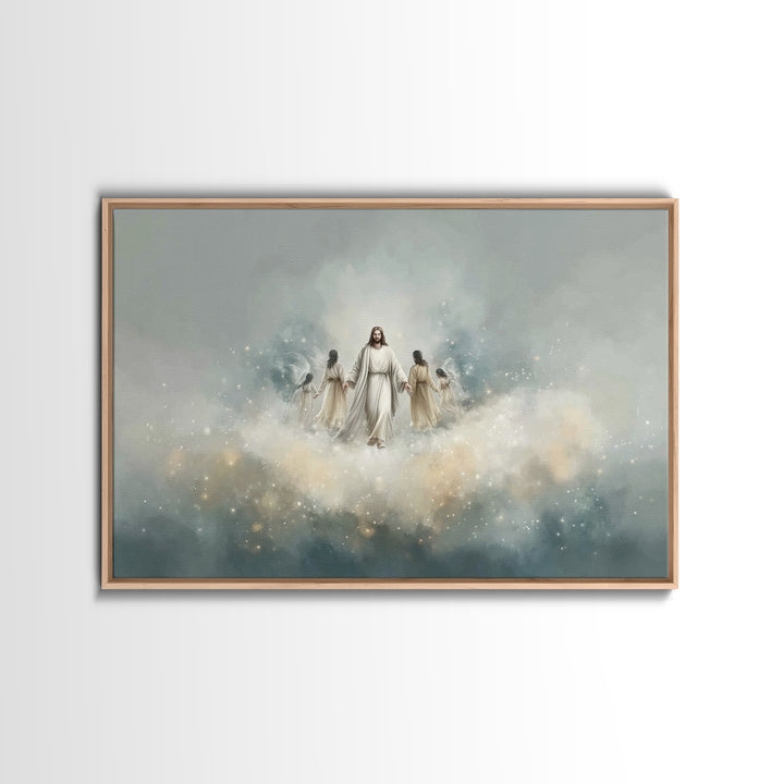 Heavenly Gathering – Framed Canvas Print – Christian Art Canvas – Jesus Painting – Christian Wall Art – Modern Christian Art – Christian Pa
