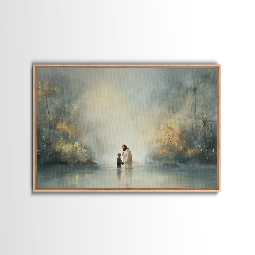 River Of Renewal | Framed Canvas Print | Christian Art Canvas | Jesus Painting | Christian Wall Art | Christian Art | Modern Christian Art