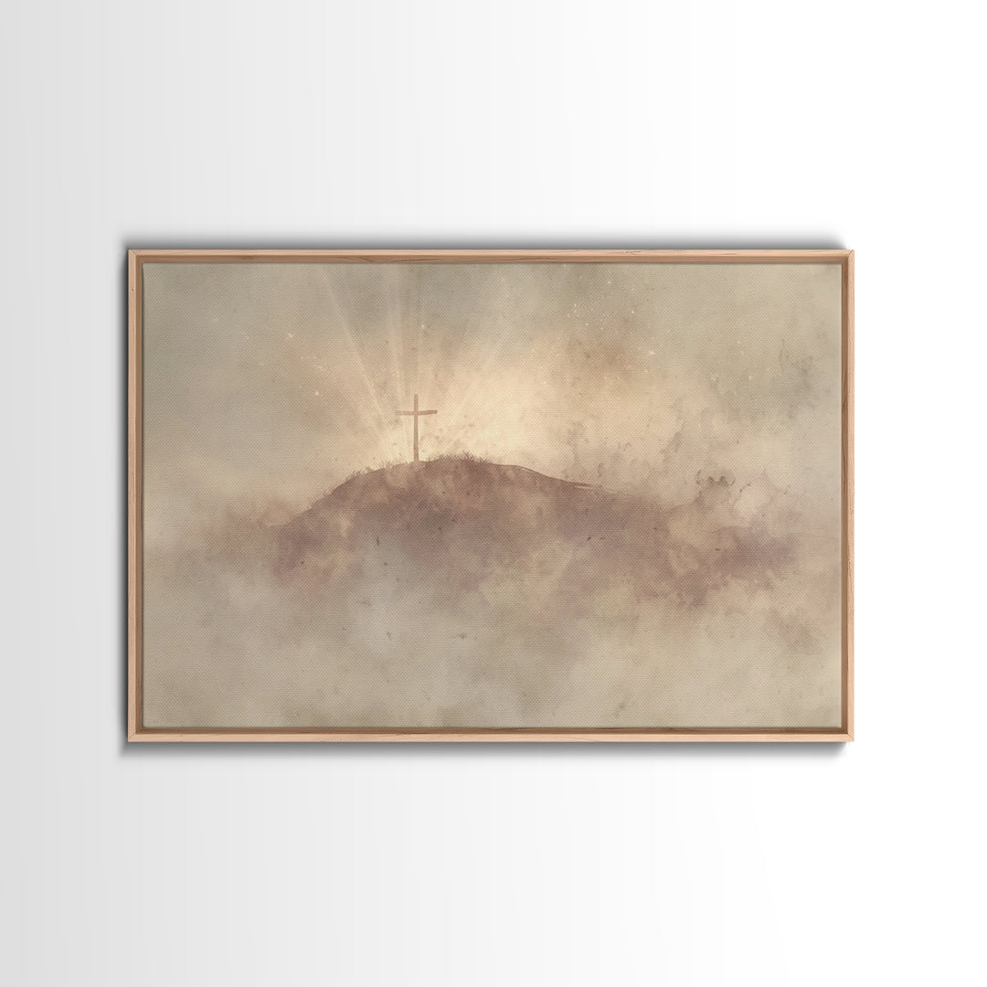 Cloudrise Redemption – Framed Canvas Print – Christian Art Canvas – Christian Wall Art – Moody Christian Art – Christian Decor – Jesus Pain
