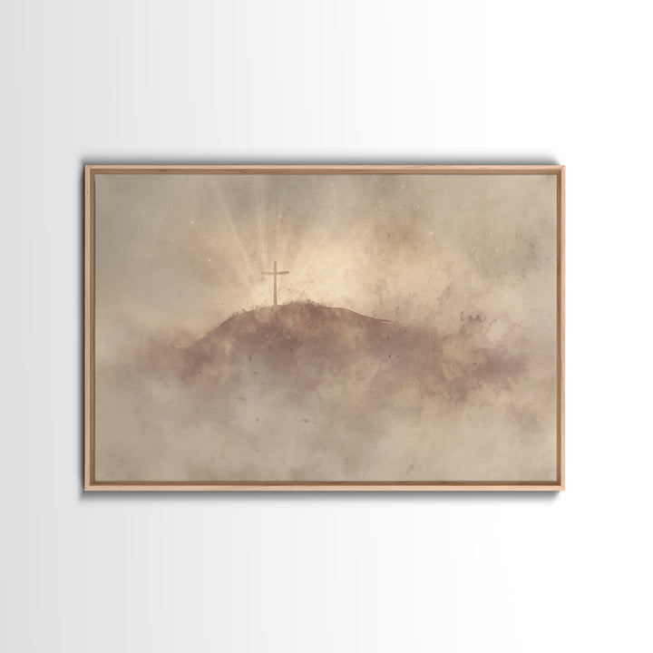 Cloudrise Redemption – Framed Canvas Print – Christian Art Canvas – Christian Wall Art – Moody Christian Art – Christian Decor – Jesus Pain