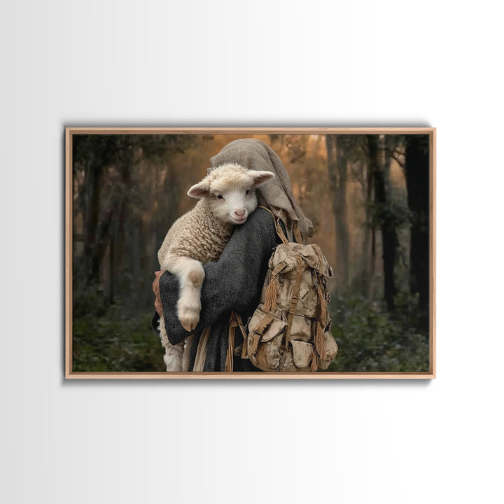 Faithful Shepherd Path – Framed Canvas Print – Christian Art Canvas – Christian Wall Art – Christian Decor – Jesus Painting – Rustic Christ