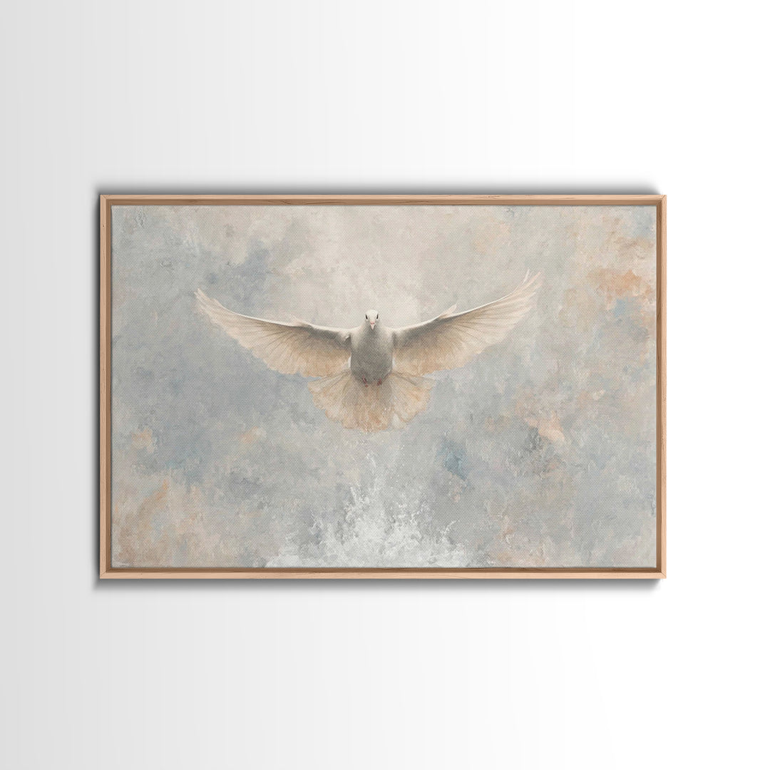 Heavenly Descent, Framed Canvas Print, Christian Wall Art, Christian Art Canvas, Christian Art, White Christmas Art, Christian Christmas Ar