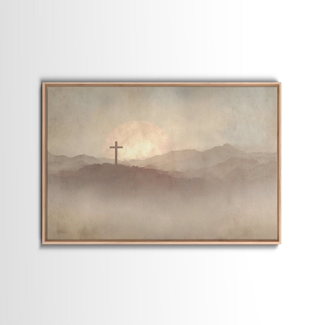 Moonrise Sanctuary, Framed Canvas Print, Christian Art Work, Moody Christian Art, Christian Wall Art, Christian Art Canvas, Subtle Christia
