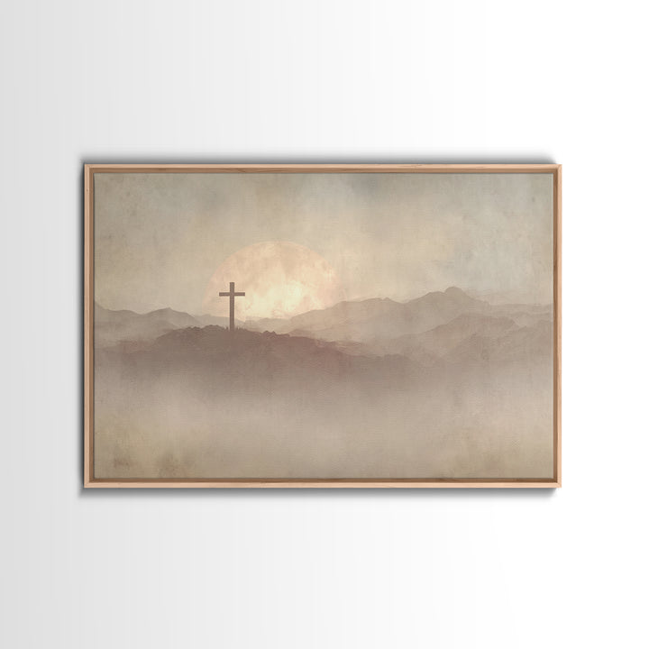 Moonrise Sanctuary, Framed Canvas Print, Christian Art Work, Moody Christian Art, Christian Wall Art, Christian Art Canvas, Subtle Christia