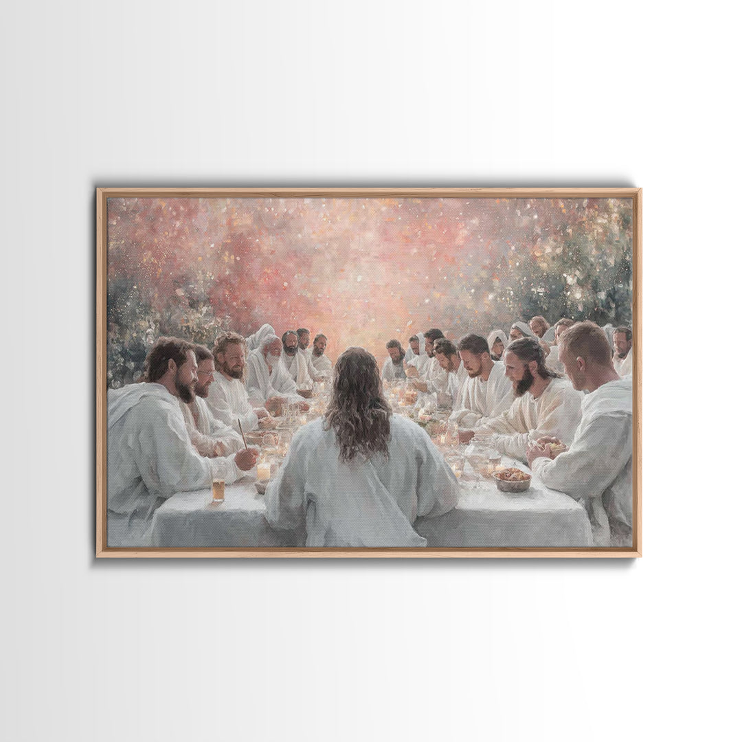 Divine Communion - Framed Canvas Print - Christian Wall Art - Christian Art Canvas - Large Jesus Painting - Christian Gift Ideas - Subtle C