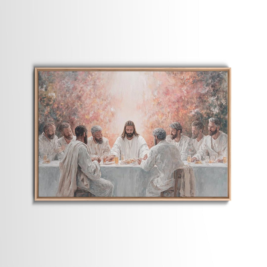 Heavenly Supper - Framed Canvas Print - Christian Art Canvas - Christian Wall Art - Modern Jesus Art - Christian Christmas Art - Christian